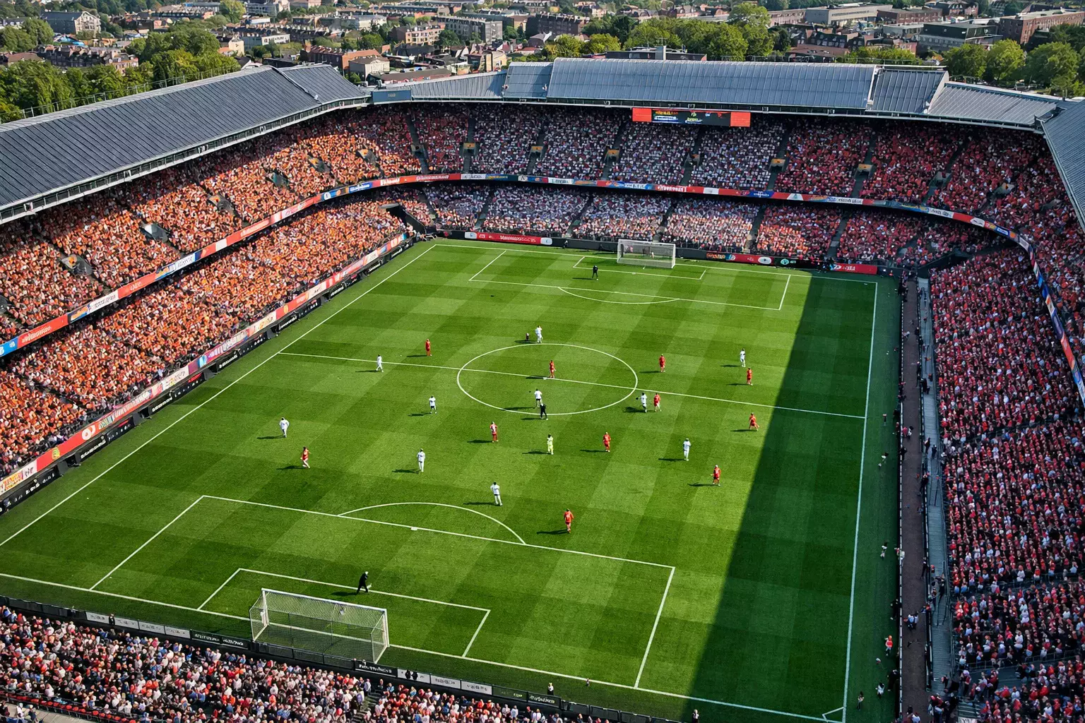 Nederlands voetbalstadion tijdens Eredivisie wedstrijd