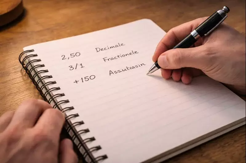 Persoon rekent met pen op papier notitieblok