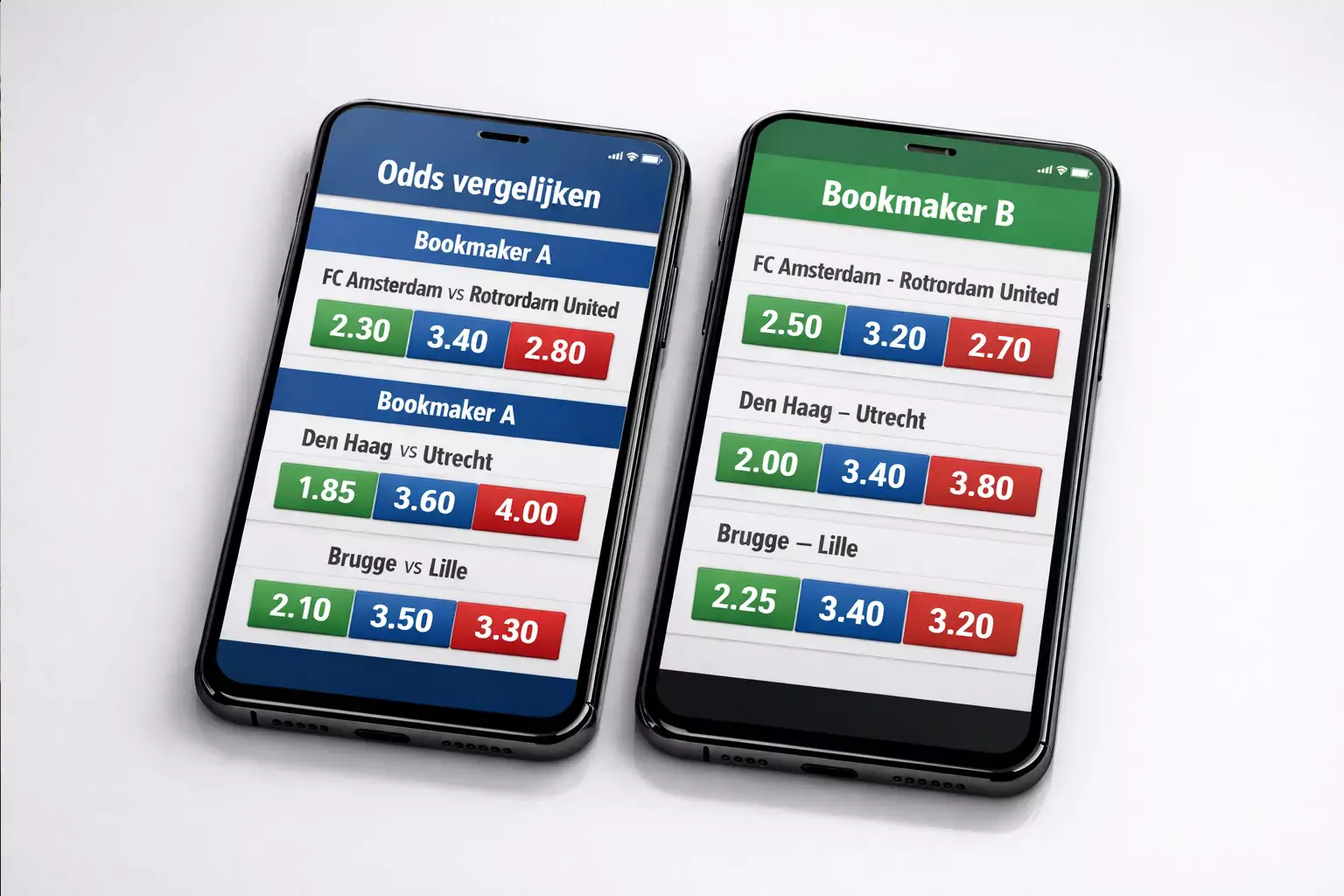 Twee smartphones naast elkaar met verschillende apps